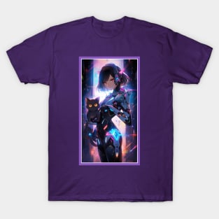 Anime Cute Cat Girl | Quality Anime Girl Artwork | Sci-Fi Manga Girl Anime Art T-Shirt